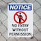 Signmission No Entry Without Permission OSHA Notice Sign, Plastic, 7in W x 10in L, 2PK OS-2PACK-NS-P-710-V-14523 - alternate 3